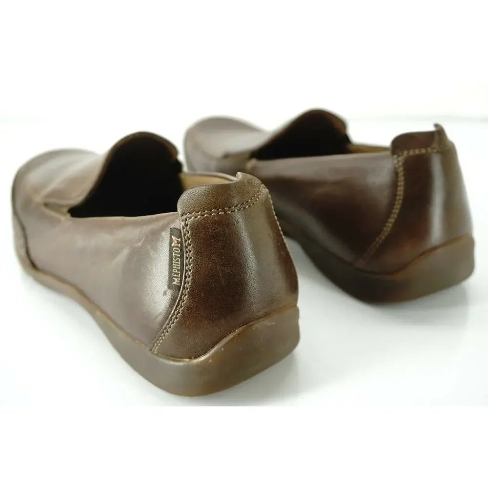 Mephisto Brown Leather Edlef Men's Apron Toe Loafers SZ 8.5 air-jet Comfortable